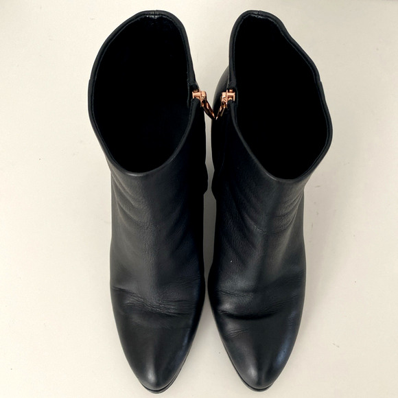 Alexander Wang Gabi Leather Ankle Boot Black Cutout Block Heel Rose Gold 41 11 - Picture 6 of 16